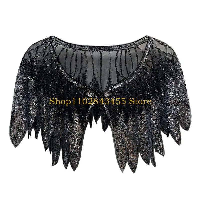 49MC Sparkling Sequined Shawl Wrap Shoulder Covering Glittering Capes for Evening Gowns and Formal Occasion Gatherings