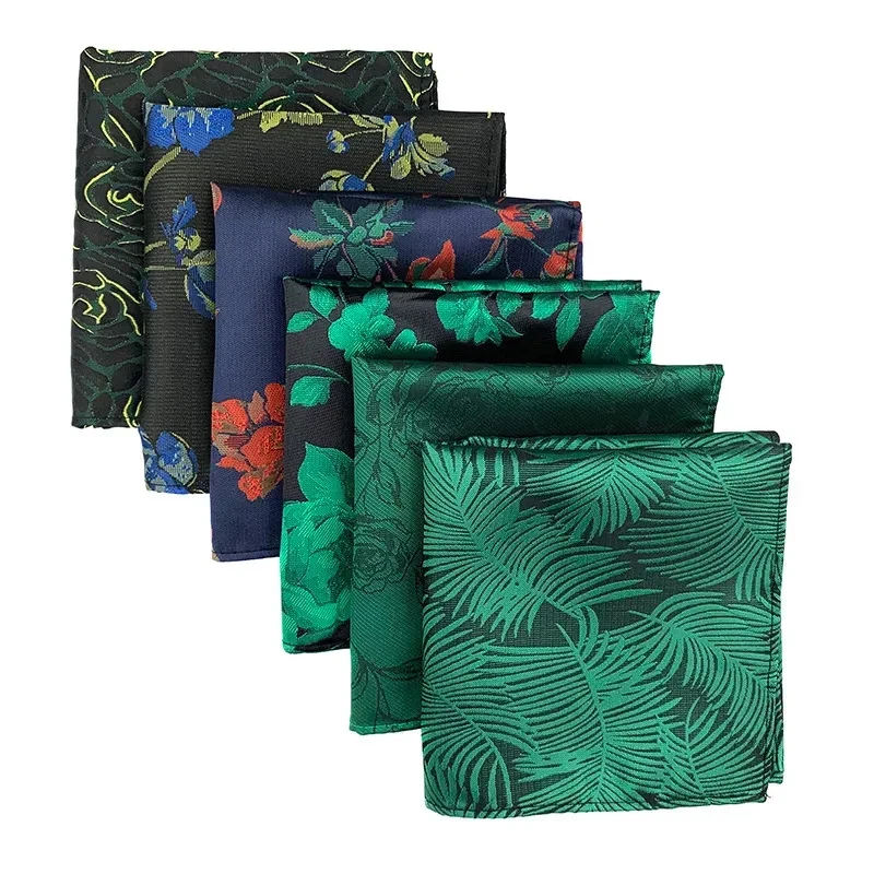 5PCS Men's Fashion Paisley Handkerchief Square Polyester Large Flower Pocket Accessory Suits
