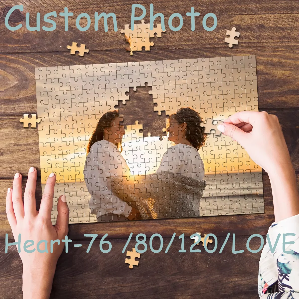 Personalized Photo Puzzle Custom Couple Picture Handmade Ornament Unique Memento Souvenir Gift for Birthday Anniversary Lovers