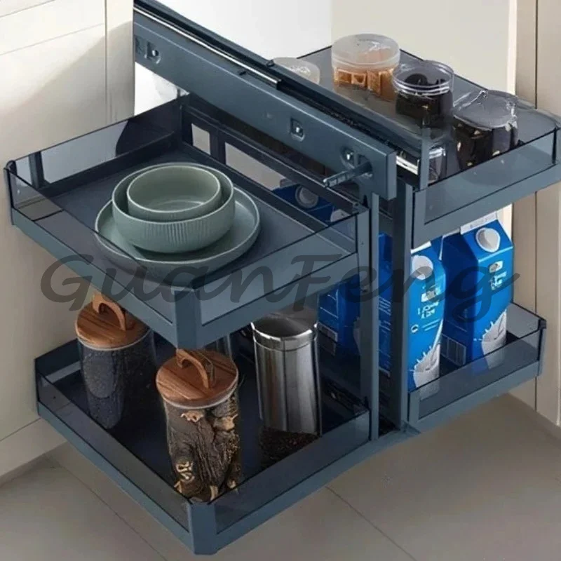 Tempered glass seasoning basket drawer storage rack kitchen use