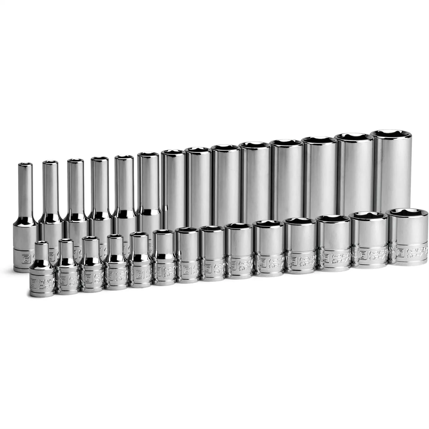 

1/4 in Drive 6-Point Socket Set 28-Piece Shallow & Deep 4-15 mm with WaveDesign