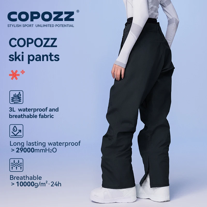 COPOZZ Winter 3L Ski Pants Men Loose Trousers Outdoor Snowboard Windproof Waterproof Snow Pants Keep Warm Women Ski Clothes