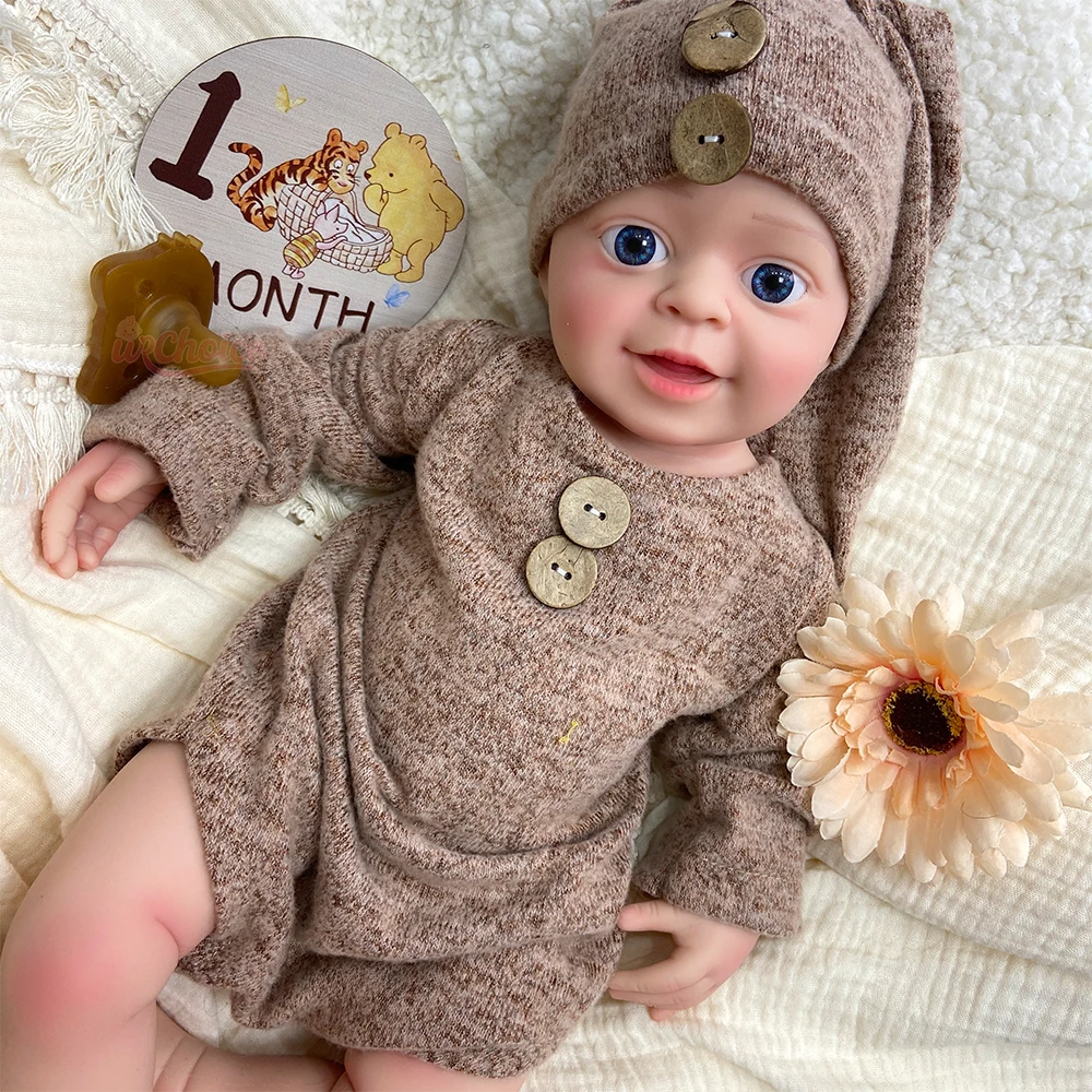 

45cm Waterproof Handmade Reborn Boy Silicone Baby Full Body Soft Lifelike High-Quality Collector Doll for Collection Displays