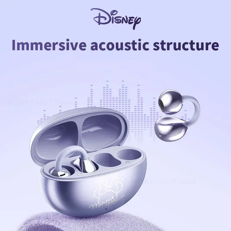 Disney-Écouteurs sans fil Bluetooth 5.4, écouteurs à conduction Sophia, appels HD, son surround, sports, Smart Touch, casque de jeu QS-T31