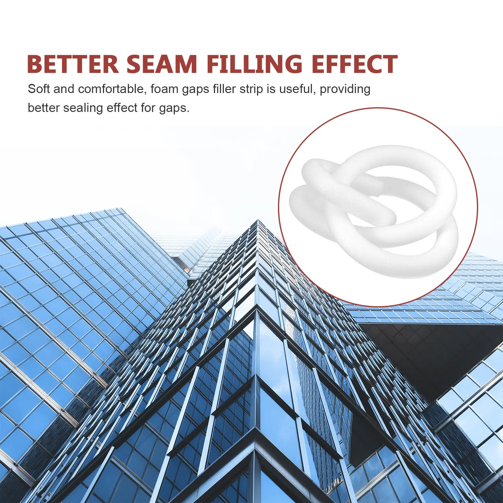 Foam Gaps Filler Strip Round Shape Flexible Easy to Cut Soft Comfortable High Density Sealing Strip for Door Window Wall - view 3