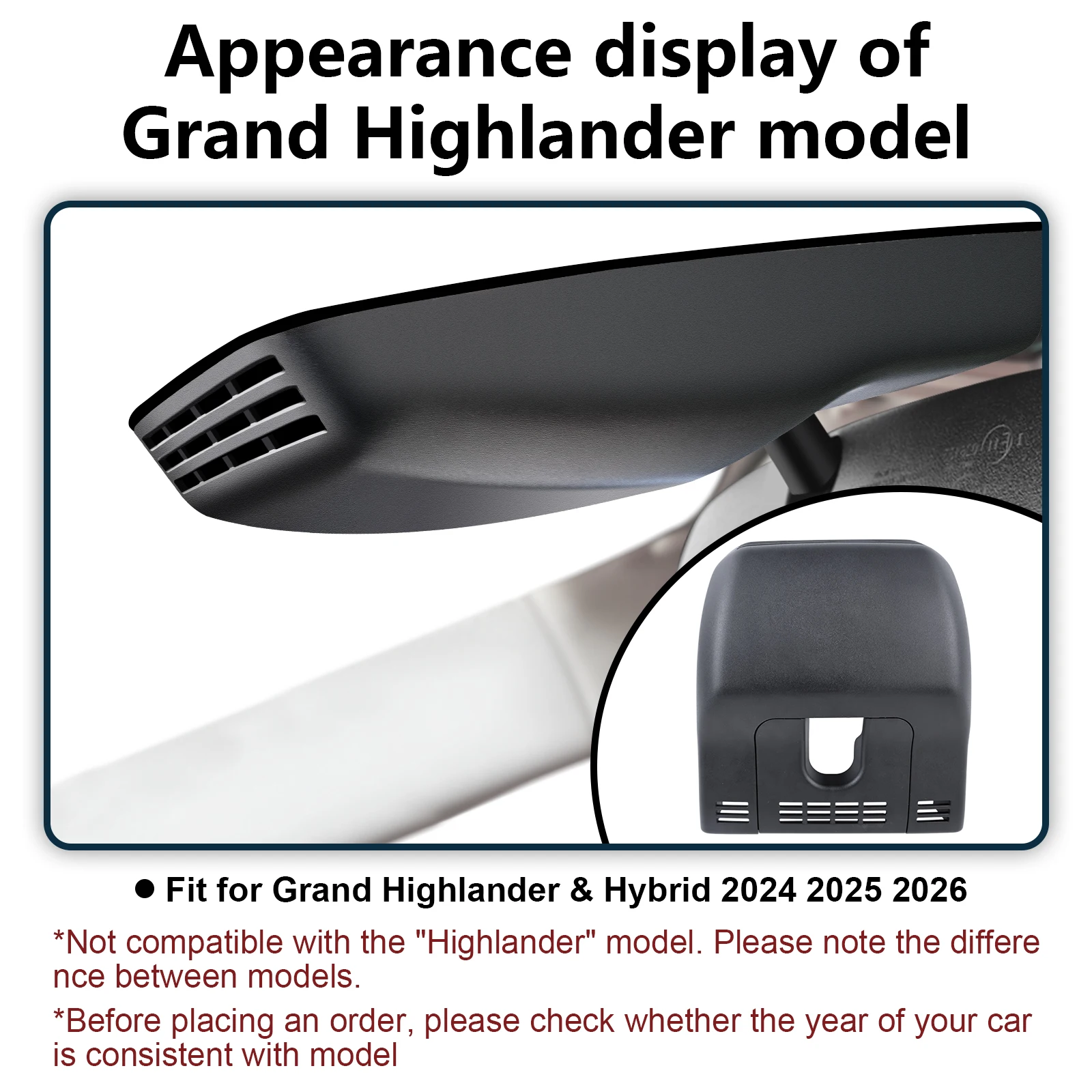 كاميرا مانجل 4K داش مناسبة لسيارة تويوتا جراند هايلاندر وهجين 2024 2025 2026 G-Sensor GPS شاشة ركن السيارة 128GB WiFi App التحكم #2