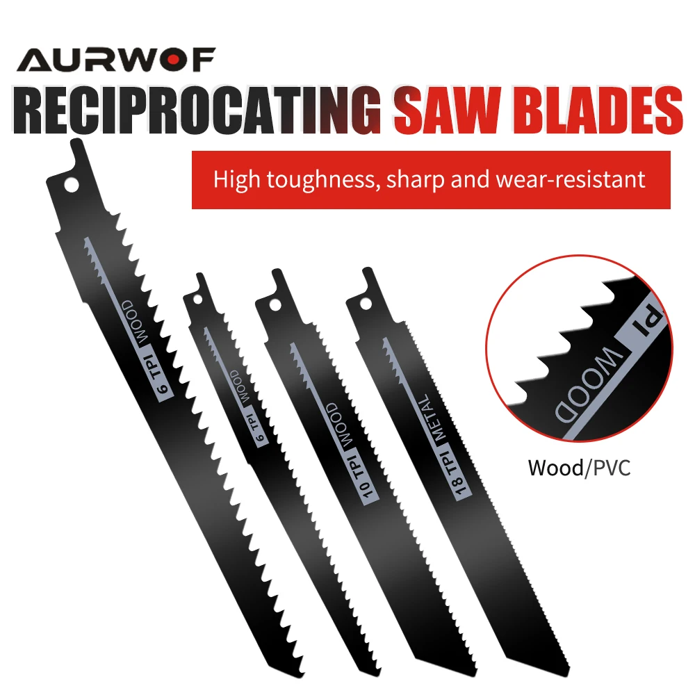 AURWOF Cordless Electric Reciprocating Saw Battery Multifunctional Portable Electric Saws Metal Wood Cutting Saber Saw