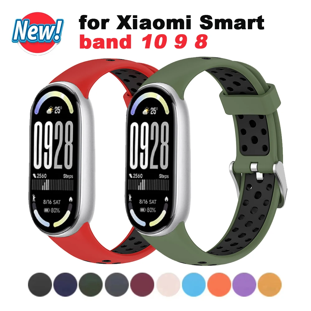 Silicone Strap for Xiaomi Smart Band 10 9 8 Straps Sport Correa Bracelet Xiaomi Mi Band 10 9 8 NFC Wristbands Accessories