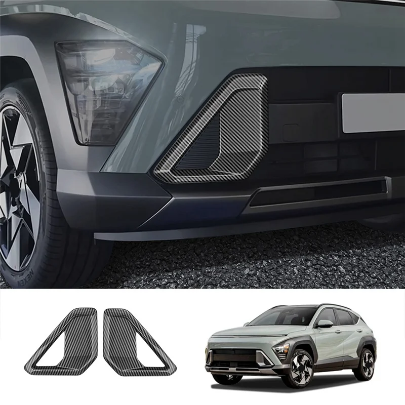 

Car Front Fog Lamp Light Cover Trim For Hyundai KONA 2024+ Car Trim Replacement Parts Accessories Carbon Fiber Pattern