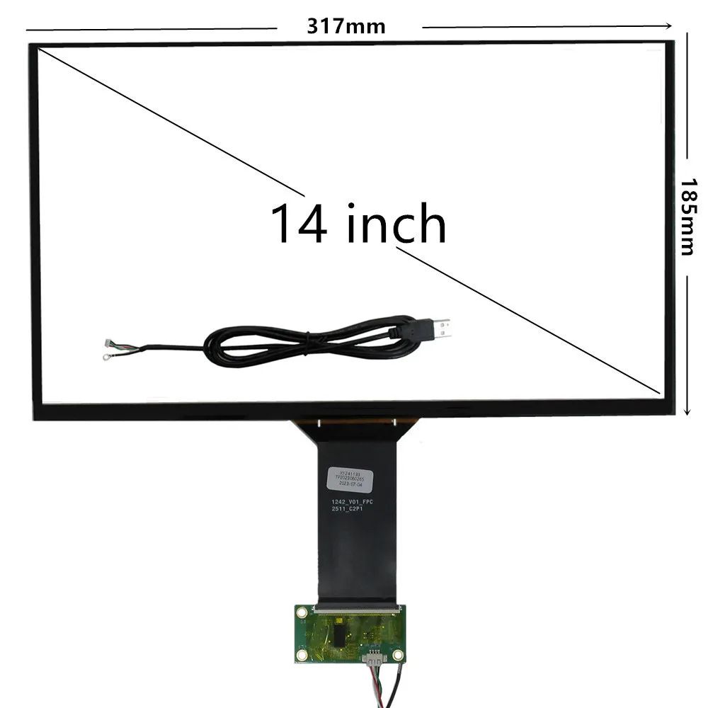 

14 inch 317*185mm Capacitive Touch Screen Digitizer Glass Panel Windows PC Android LINUX Universal USB controller plug and play