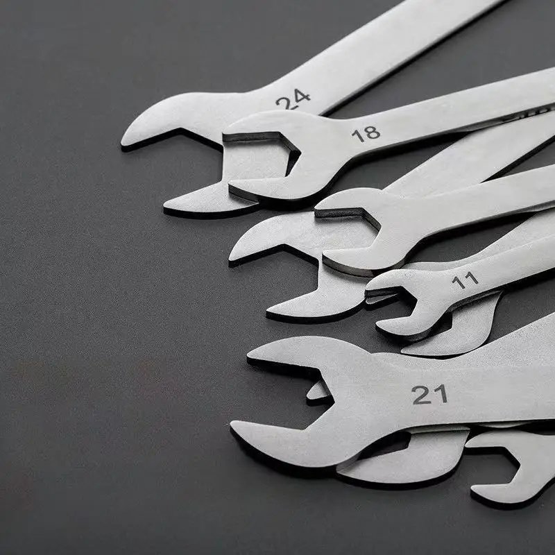 مفتاح ربط مفتوح رفيع للغاية من الفولاذ المقاوم للصدأ، مفتاح ربط مزدوج الرأس بسمك 3 مم، مفتاح شوكة رفيع صغير ثنائي الغرض