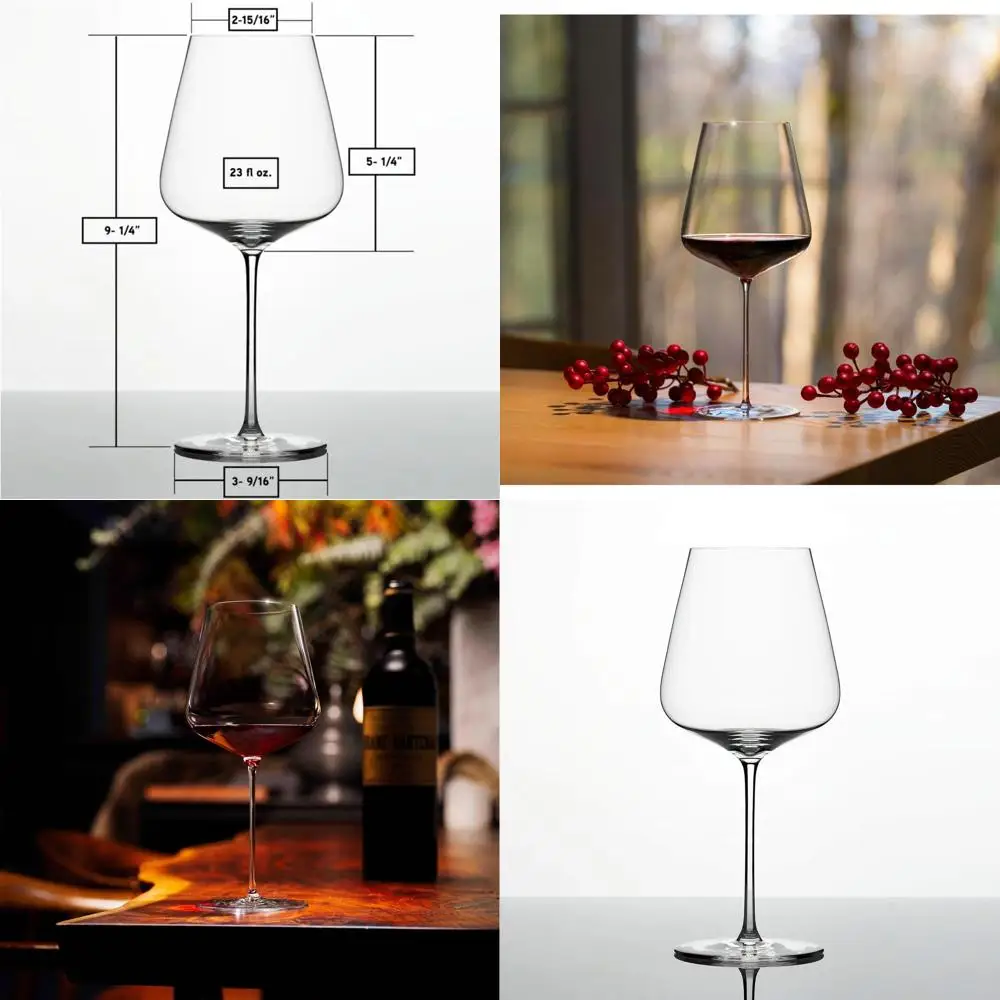 

European Handcrafted Crystal Stemware for Red Wines - Lead-Free, Dishwasher Safe, 9.1 Tall, 4.3 Bowl Width