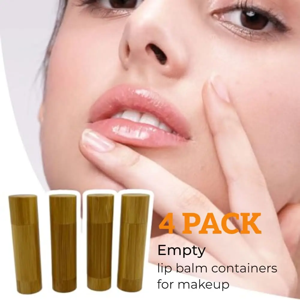 Wholesale Empty refilable bamboo wooden lipstick cosmetic jar rouge tube Portable 4 pack (5g 4 pack)