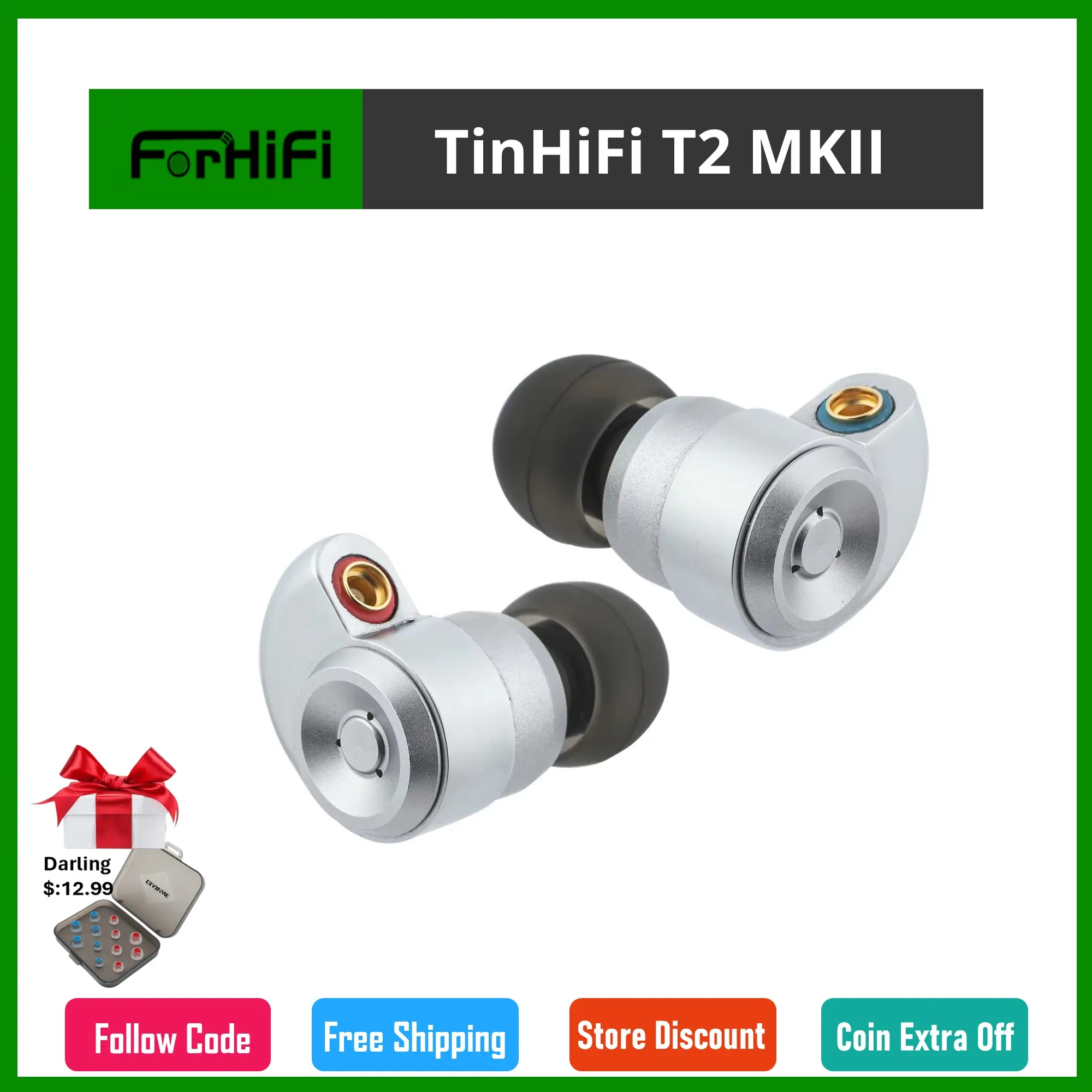 

TinHiFi T2 MKII High-Definition Balanced Hi-Fi Earphone Wired Earbuds IEMs with Detachable IEM Cable for Musicians