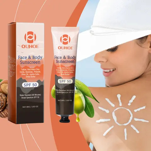 OUHOE Face Sunscreen Body Long Lasting Summer Outdoor Isolation Protection UV Refreshing Light Moisturizing Cream