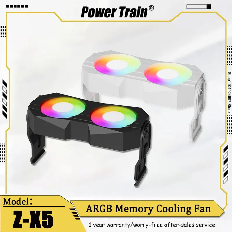 

PowerTrain Z-X5 Memory Cooling Fan ARGB Divine Light Synchronous 4-Pin PWM Temperature Controlled Memory Cooling Dual Fan Black