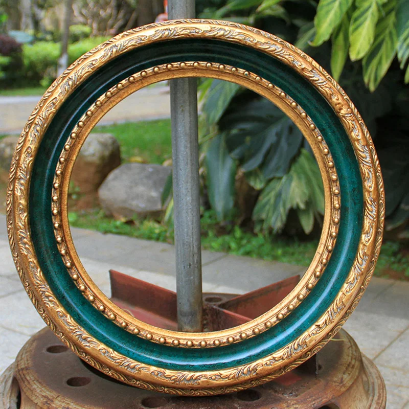 Oil Painting Frame Round Green Photo Frame Perfect Round Oval Frame Picture Wall Shadow Simple Modern Home Decoration Wall Frame