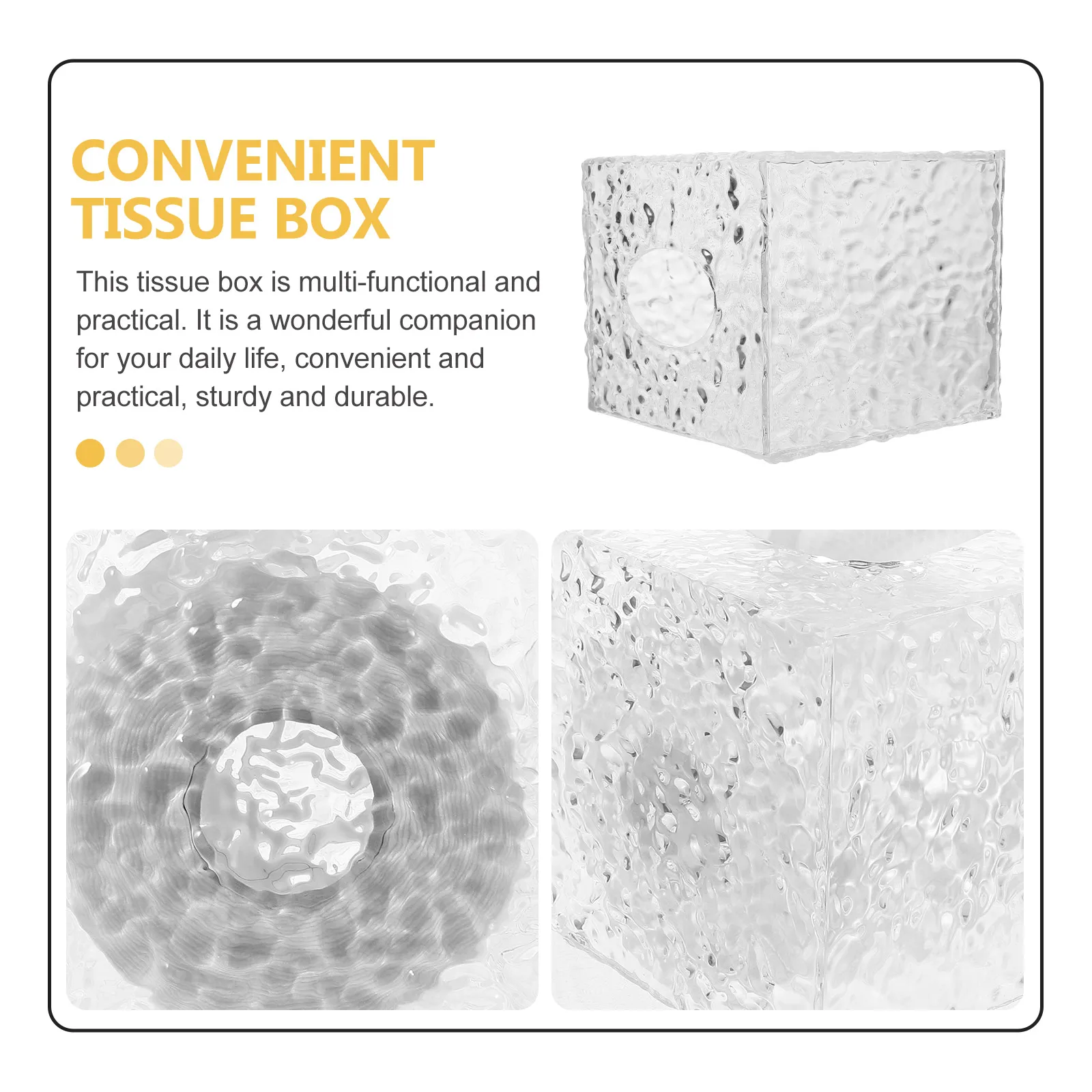 

Acrylic Tissue Box Cover Ice Pattern Small Size Napkin Holder Decor Bedroom Living Room Reusable Easy Clean