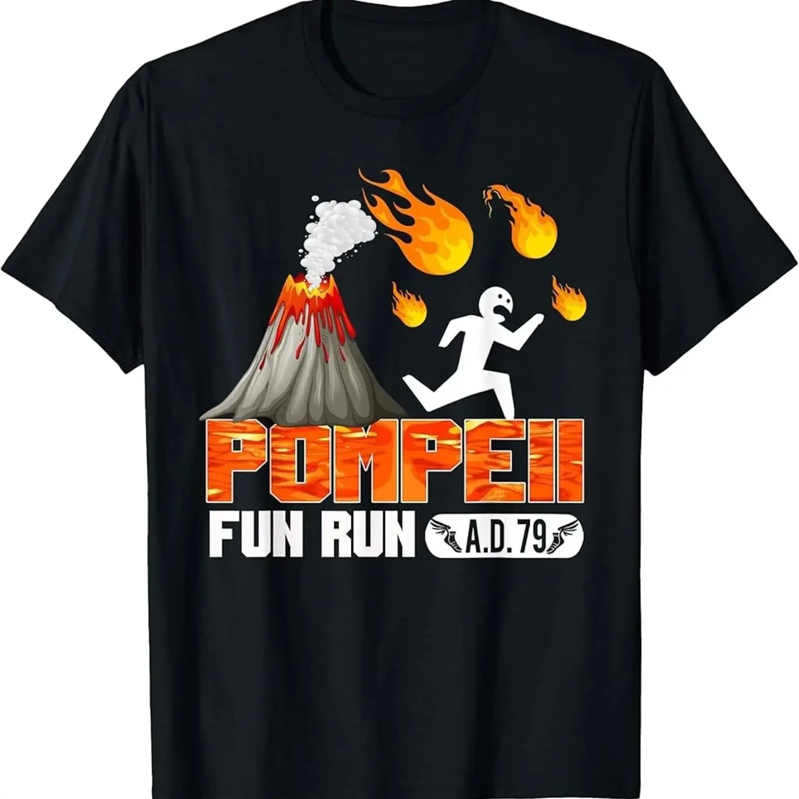 Pompeii Fun Run 79 AD Funny Volcano Running T Shirt vintage Washed designer clothes Slightly Stretched fashion Stylish Soft