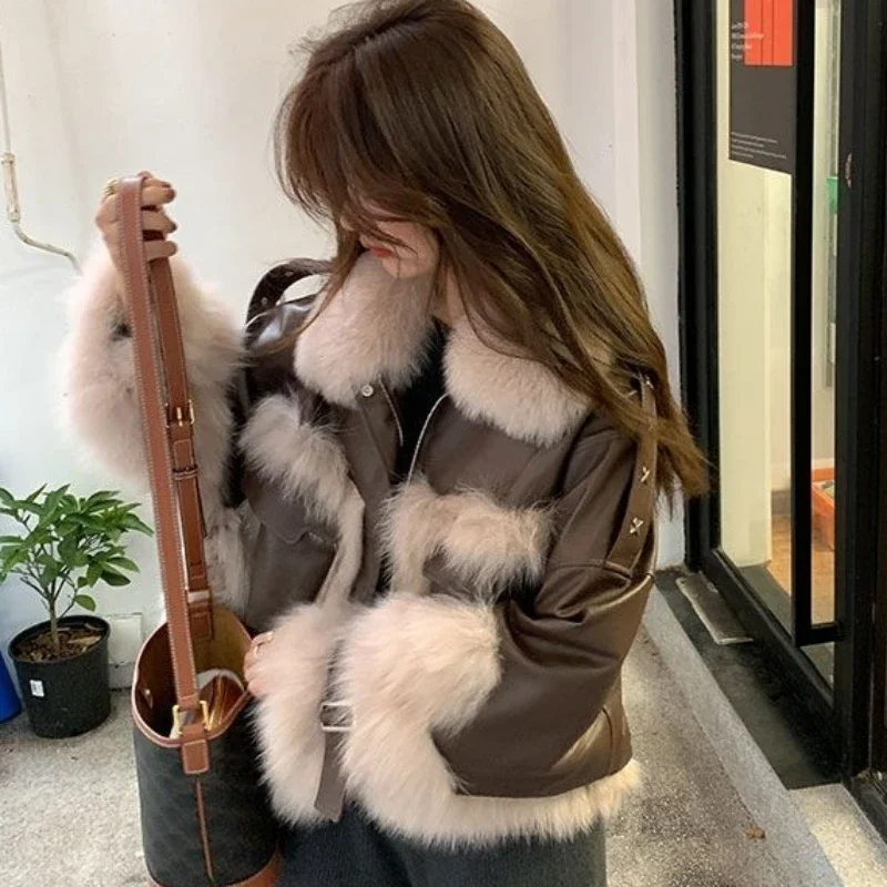 Faux Fox Fur Coat for Women, Loose Batwing Sleeve, Short Jacket, Sense of Design, Casual Outwear, Autumn and Winter Fashion, New