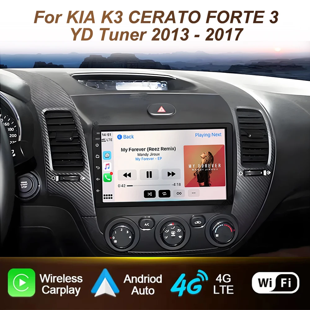 Android For KIA K3 CERATO FORTE 3 YD Tuner 2013 2014 2015 2016 2017 Car Radio Multimedia Player Navigation GPS Auto Carplay 2din