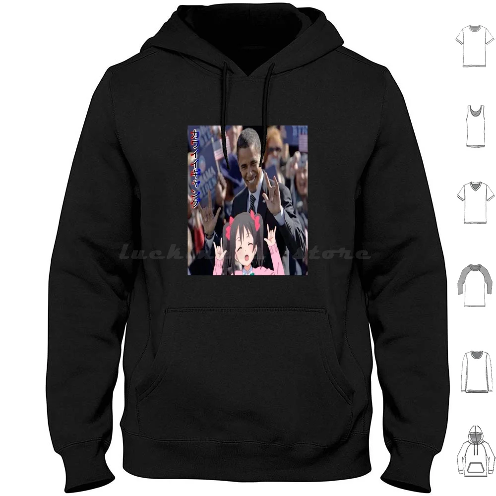 Barack Obama con Chica de Anime sudaderas con capucha de manga larga Chica de Anime Anime Kawaii Anime Kawaii Senpai Anime Editar Barrack