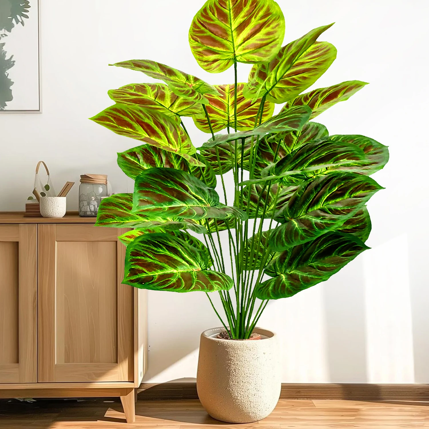 60-105cm Artificial Dark Green Alocasia Leaf Monstera Green Plants for Home Garden Room Office Decoration