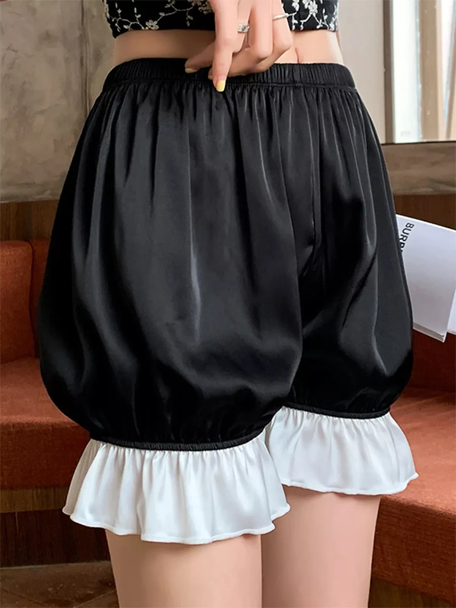 Moda feminina lanterna shorts retalhos cintura elástica calças curtas verão shorts casuais