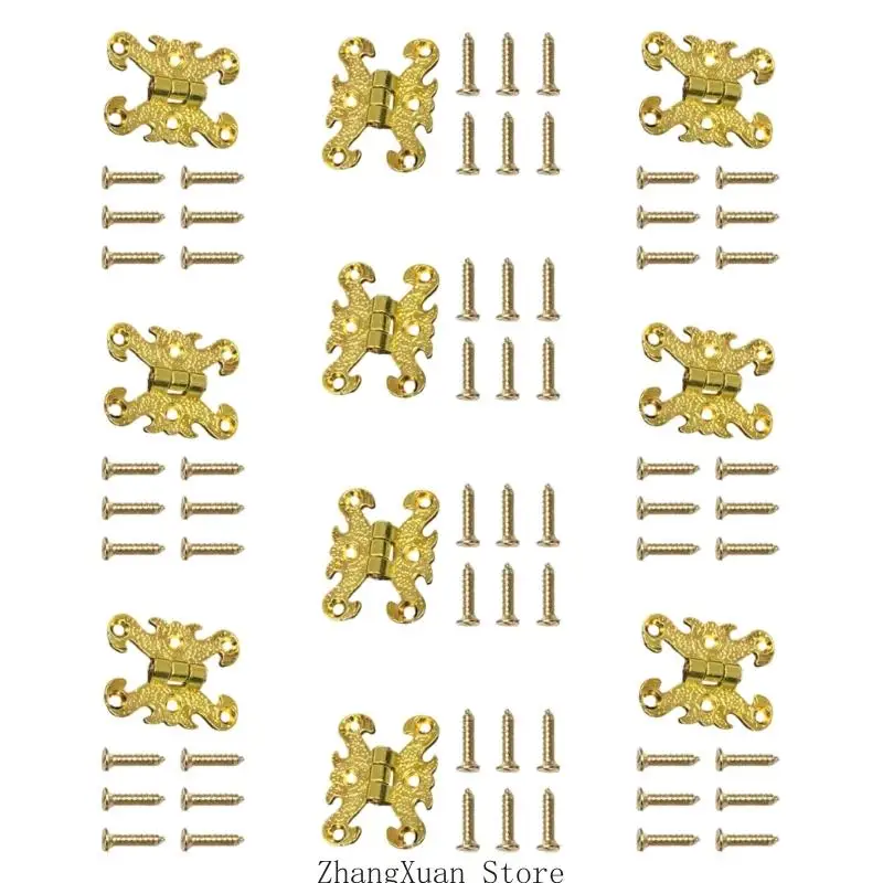 Kleine Holzkistenscharniere, 10 dekorative Metalleinheiten zur Schmuckaufbewahrung, Geschenkverpackung und Schatzkisten 3XUF – Detail 3