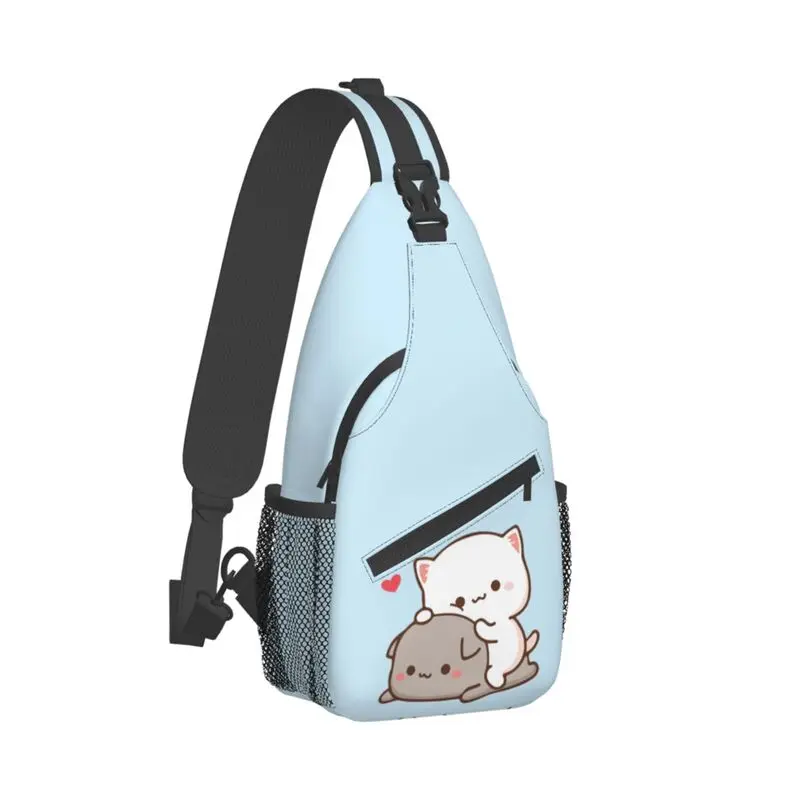 Mochi Cat Peach y Goma Sling bolso de pecho cruzado para hombres, mochila de hombro de moda para viajes y ciclismo