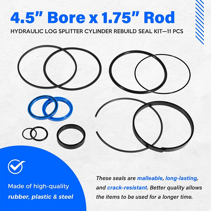 Replace for Hydraulic Log Splitter Cylinder Rebuild Seal Kit, Fit for 4.5\