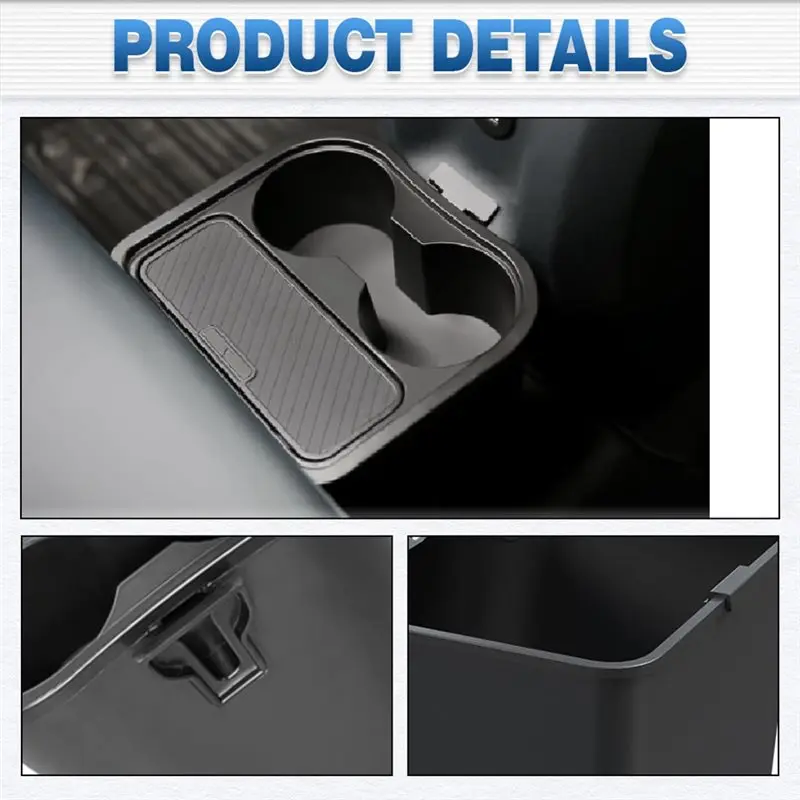 حامل أكواب متضمن سلة مهملات متعددة الوظائف باللون الأسود ABS لملحقات صندوق تخزين Ford Maverick 2022-2025 #3