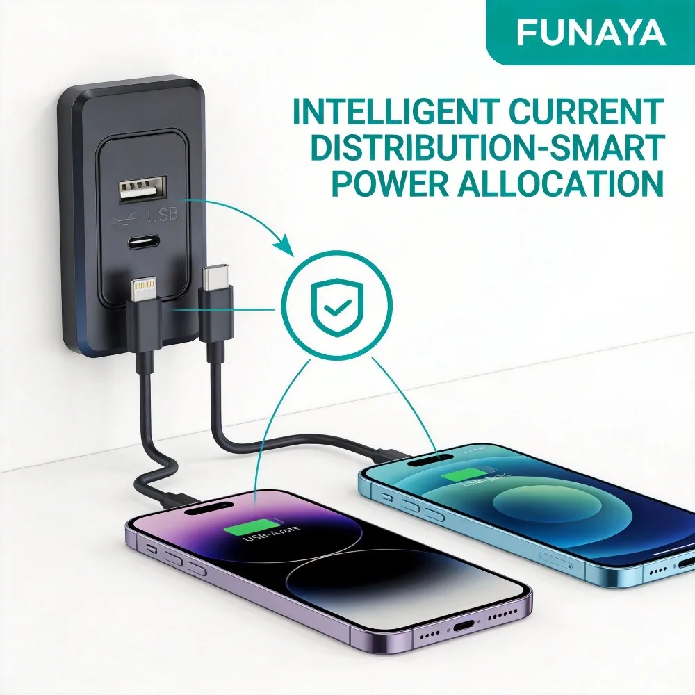 FUNAYA Embedded Square Socket USB A C Interface Built-in Hidden Desktop Furniture 5V Charging Port Countertop Extension Outlets