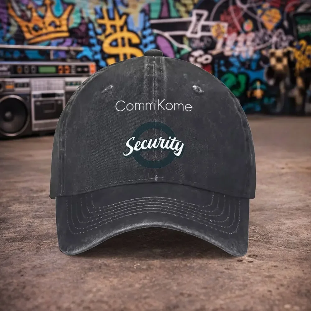 1pc Unisex CommKome Security Vintage Washed Baseball Cap - Men's Trendy Hat - Versatile Duckbill Cap - Fun Print - A Unique Birt