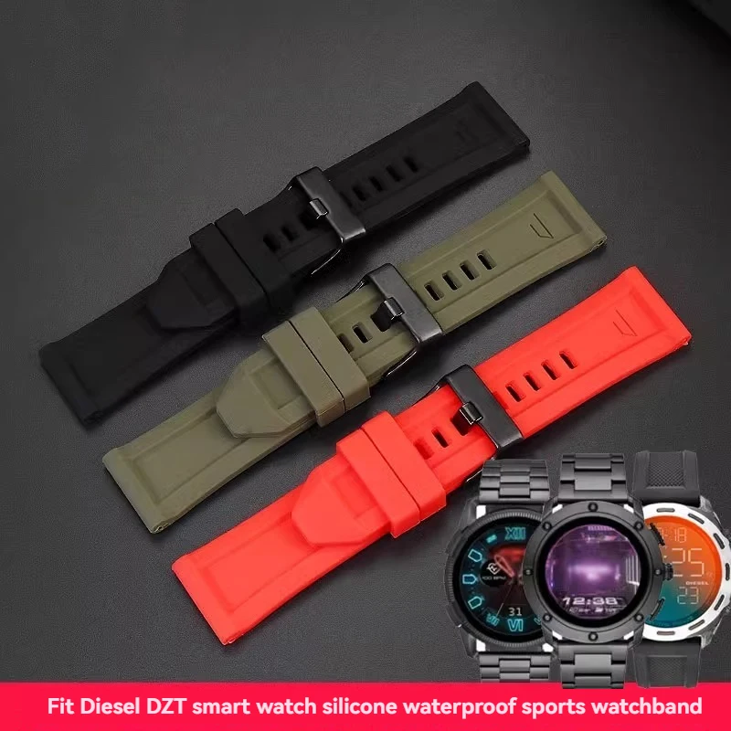 Pulsera de goma de silicona para reloj, 24mm, 26mm, 28mm, para diésel DZ4496 DZ4427 DZ4487 DZ4323 DZ4318 DZ4305, correa de relojes deportivos para hombre