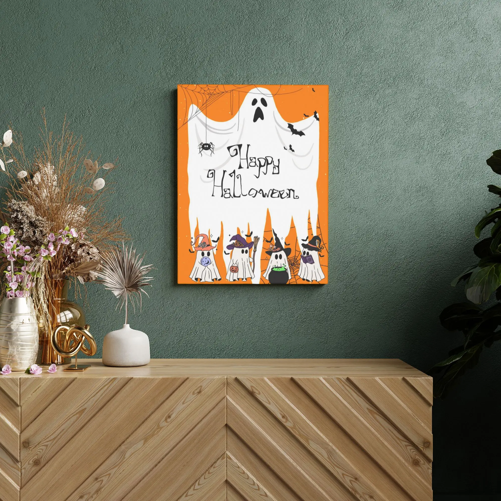 Happy Halloween Canvas Painting Wall Art Personalized Painting Unframed Art for Apartment  Unique Present for Friends 30x40cm