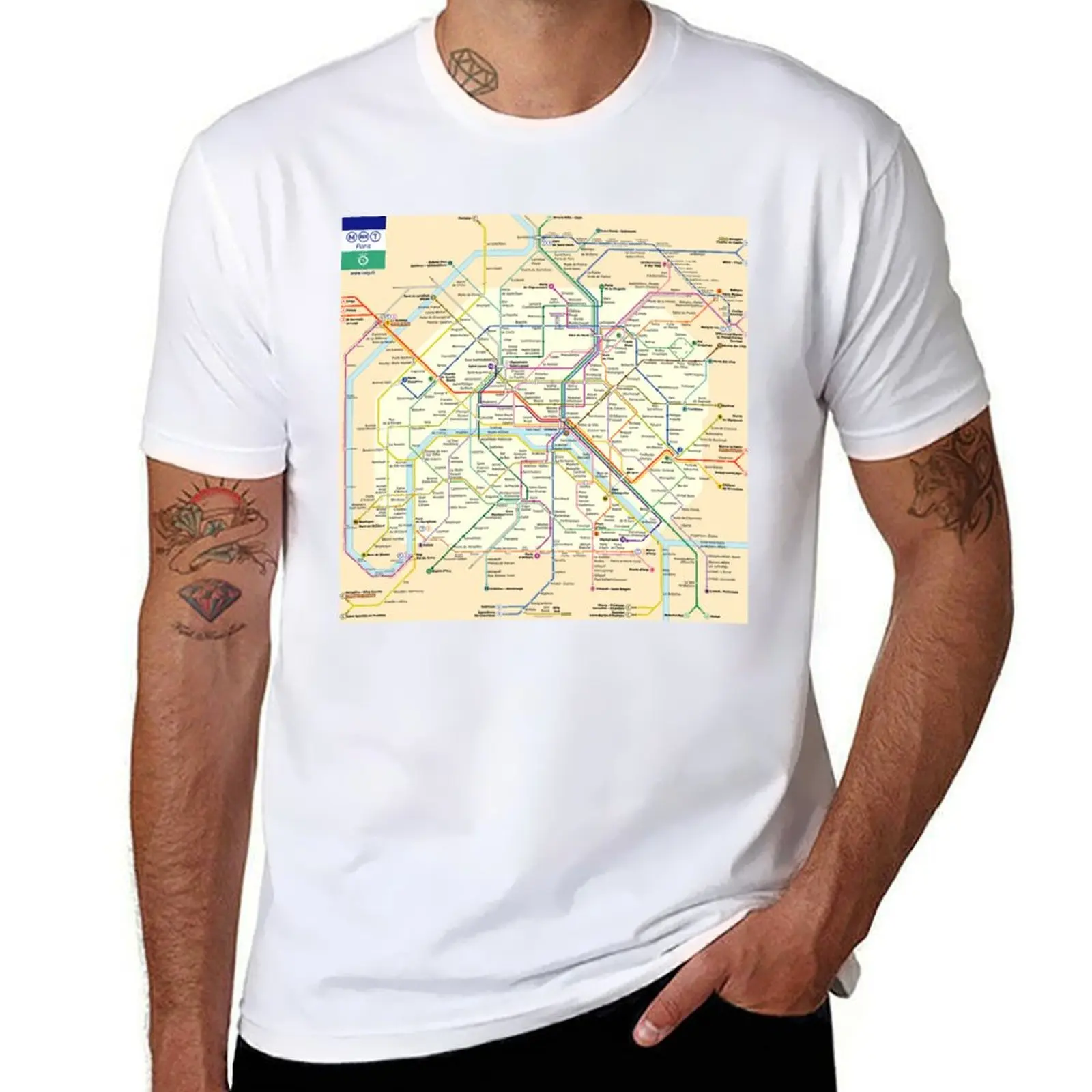 

Paris, France Metro Subway Tube Underground Map T-Shirt anime figures cute clothes Men's t-shirt