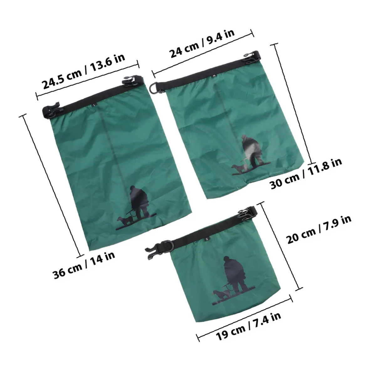 3 قطعة 1.5L 2.5L 3.5L مقاوم للماء حقيبة جافة الأخضر دائم النايلون لفة علوية مختومة ضغط التخييم في الهواء الطلق التجديف القوارب الصيد #3