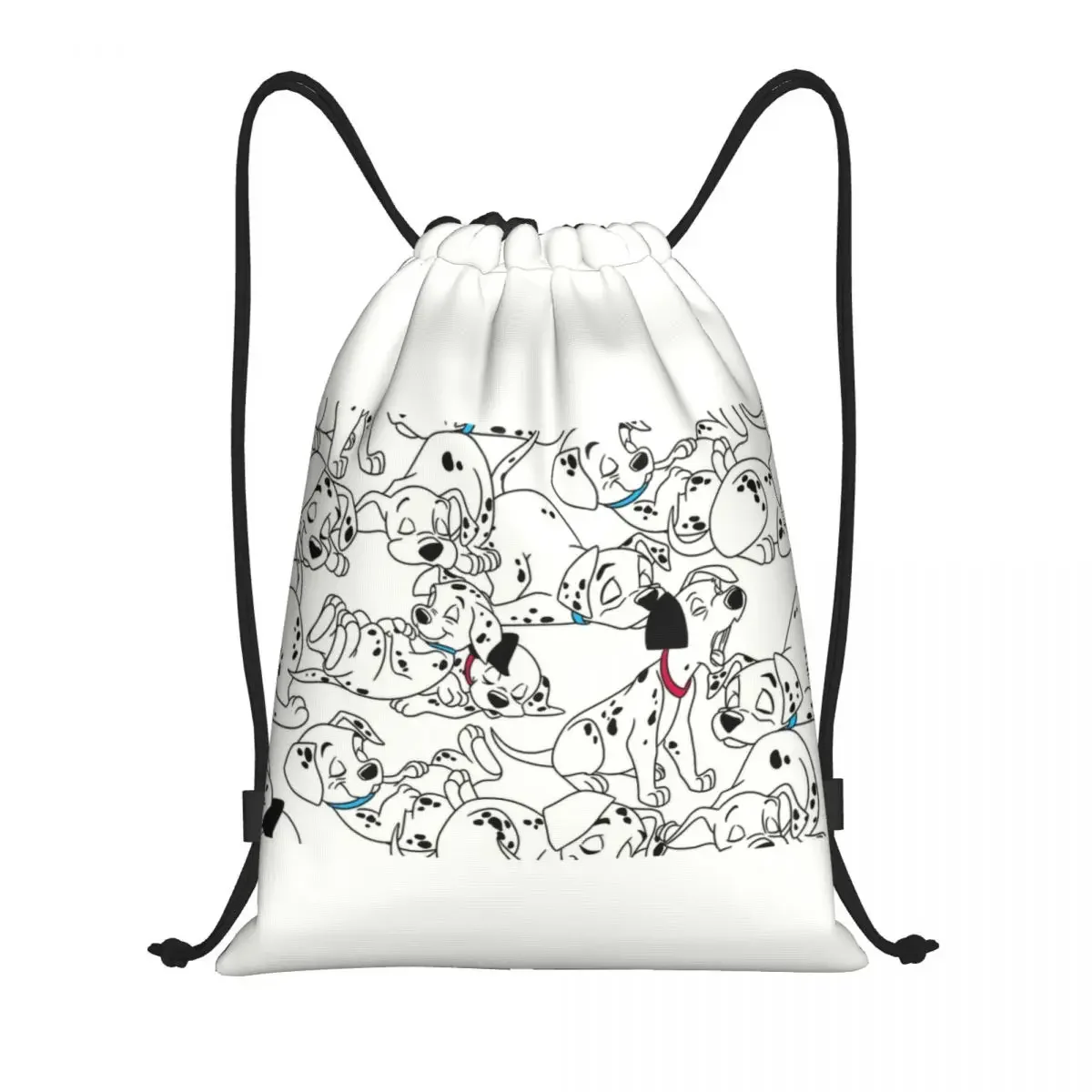 Custom Funny Sleeping Dalmatians Dog Drawstring Bag for Shopping Yoga Backpacks Women Men Cartoon Dog Sports Gym Sackpack