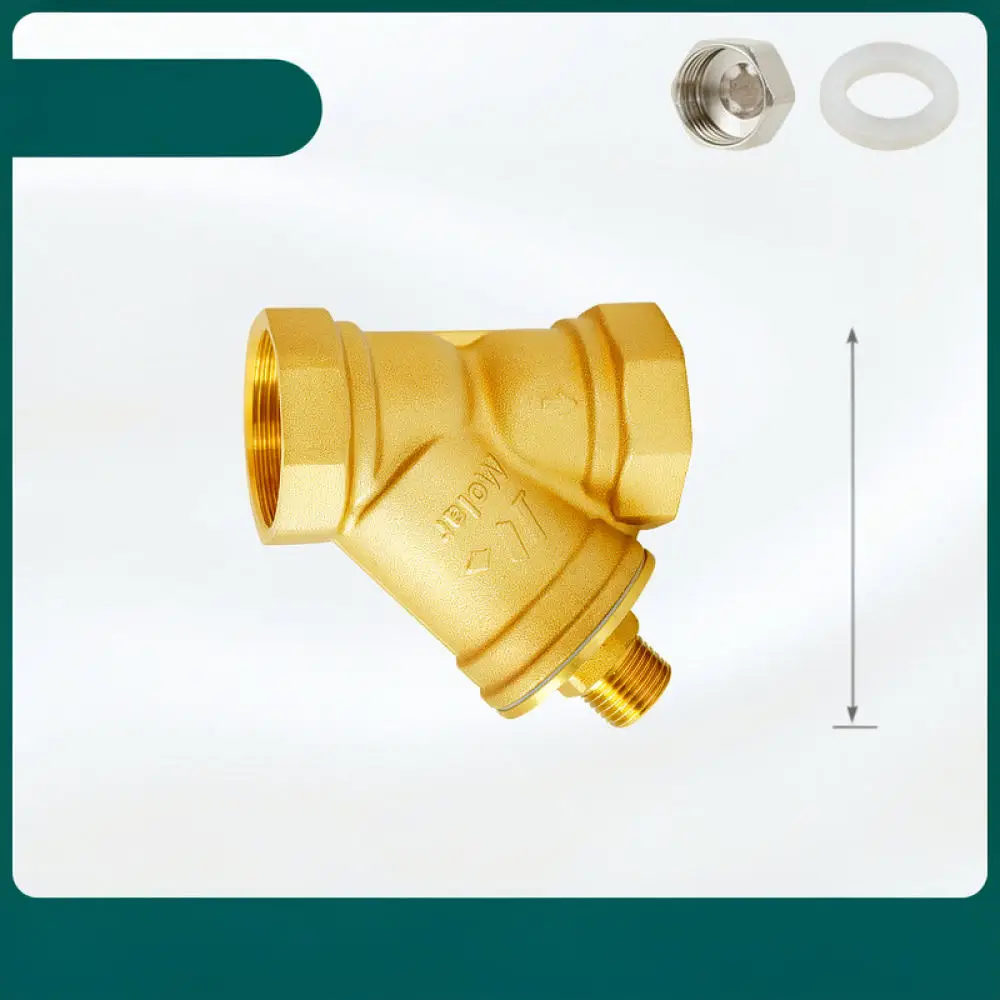 Durable Brass Y Type Filter Water Pipe Heating System Central AC Pump Strainer Sediment Removal Cleaning Hardware