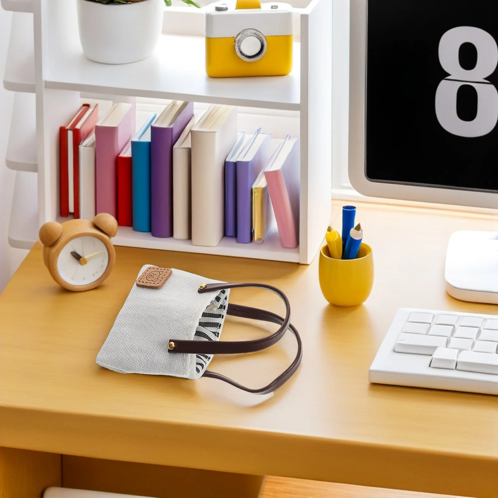 

4 Pcs Bag Small Canvas Pouch Apparel Miniature Handbag for Model Display Designer Bags Fabric Micro Scene