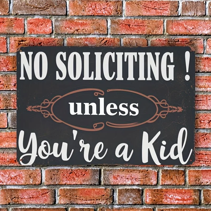 Humorous No Soliciting Retro Metal Tin Sign Whimsical Door Decor for Home Office Metal Sign