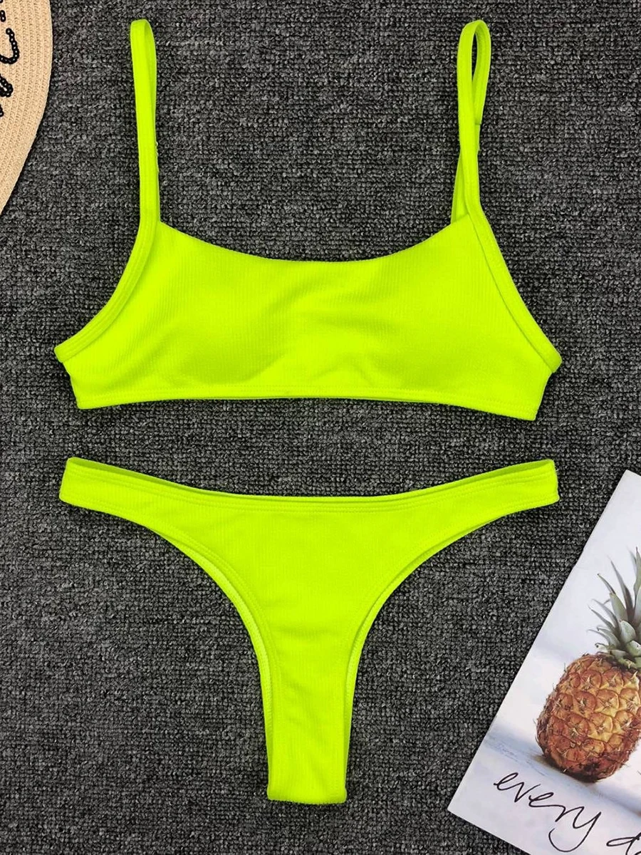 Sexy Plain Bandeau Bikini Swimsuit Woman 2023 Solid Swimwear Women Bathing Suit Swimming for Female Thong Brazilian Bikinis Sets