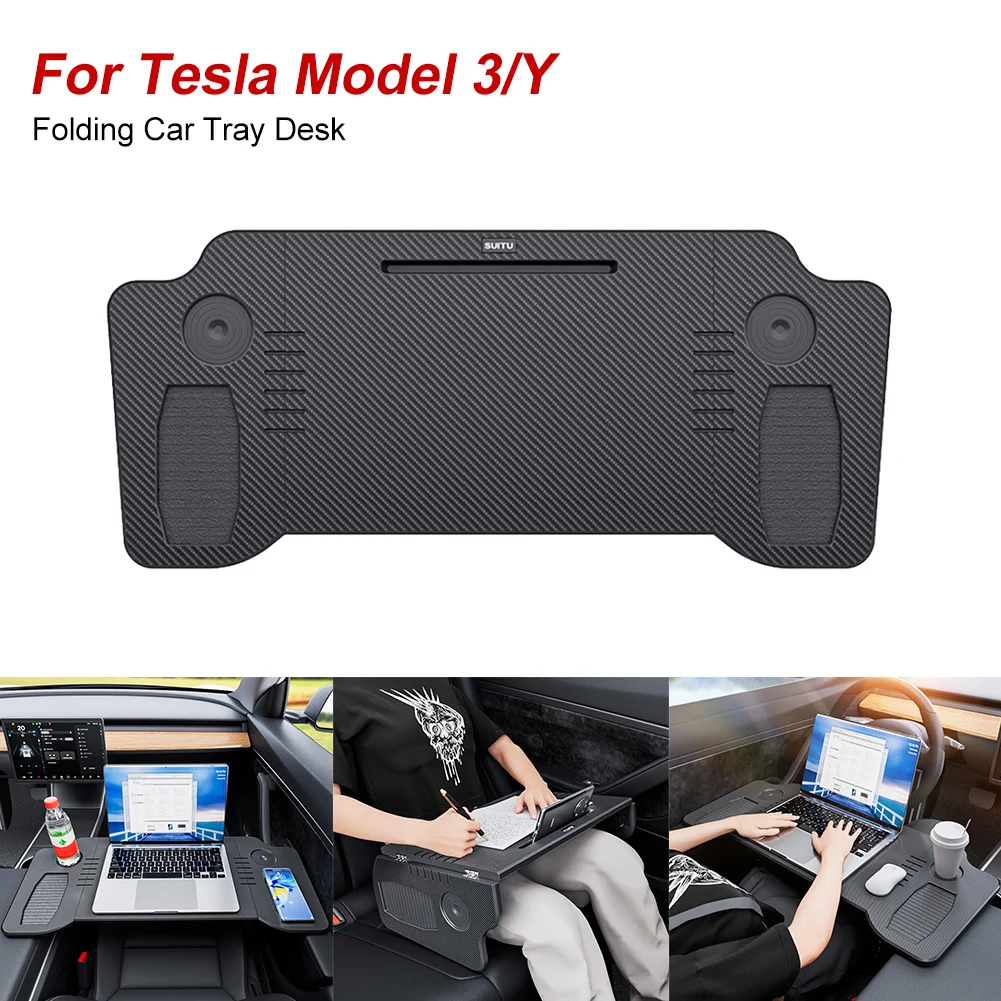 

Food Tray Desk Folding Laptop Desk For Tesla Model 3 Y Steering Wheel Tray Eating Table for Travel Remote Work Camping