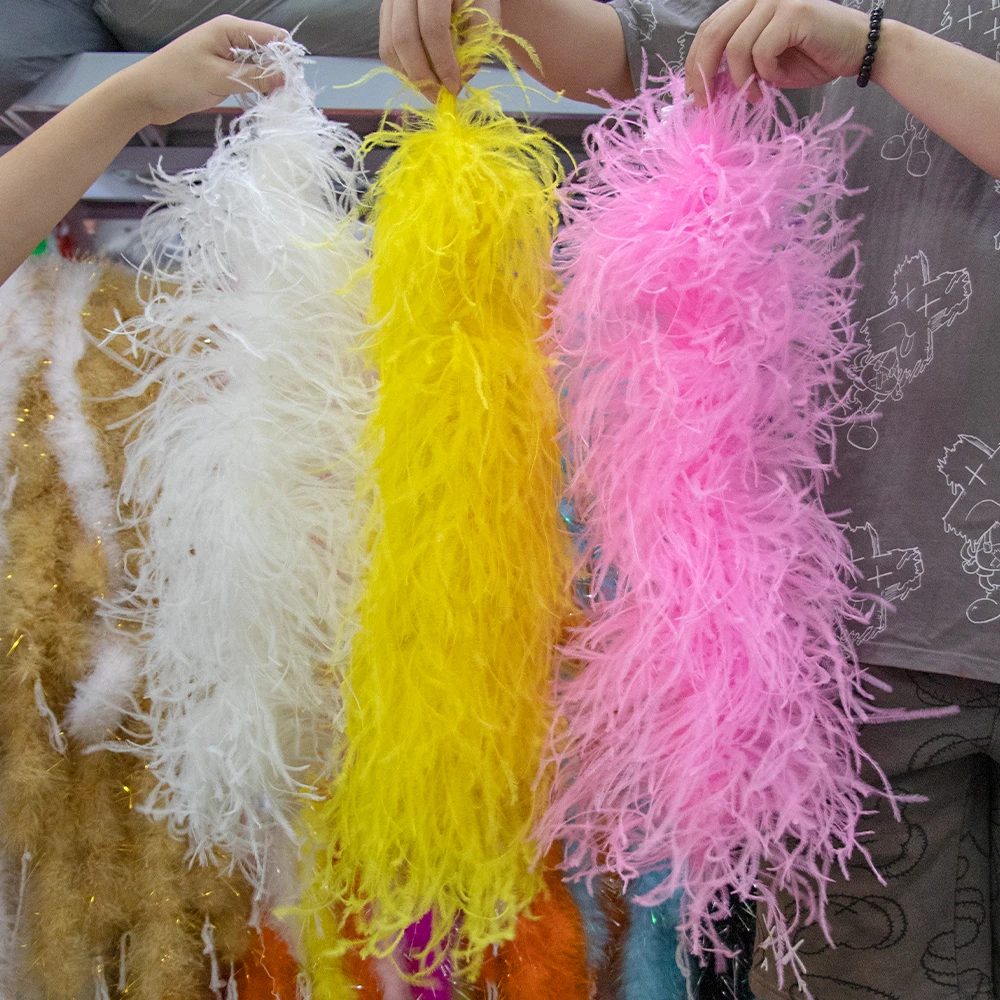 

50 CM High Quality Ostrich Feather Boa 10 15 Ply Decoration Scarf for Clothing Sewing Accessory Thickness Plumes Trim 1 2 meters