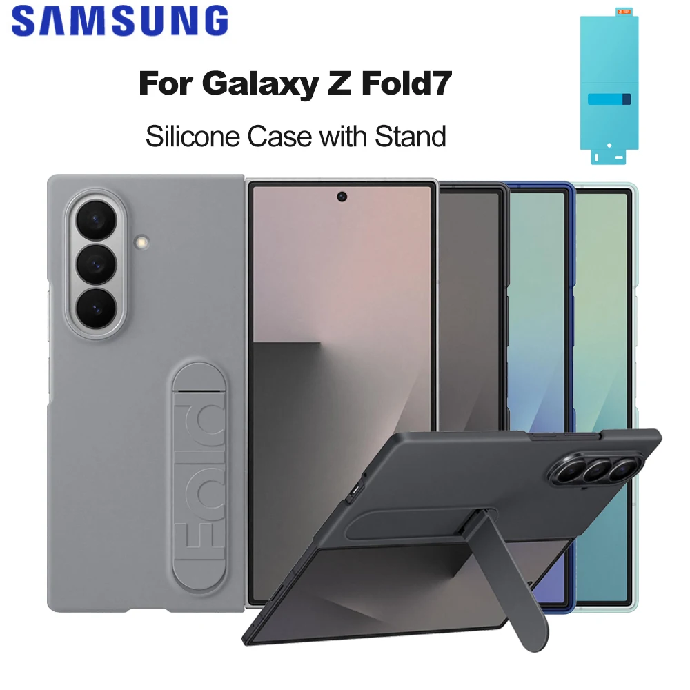 

Original Samsung Galaxy Z Fold7 Silicone Case with Stand for Galaxy Z Fold7 Stand Protective Case Includes Anti-reflecting Film