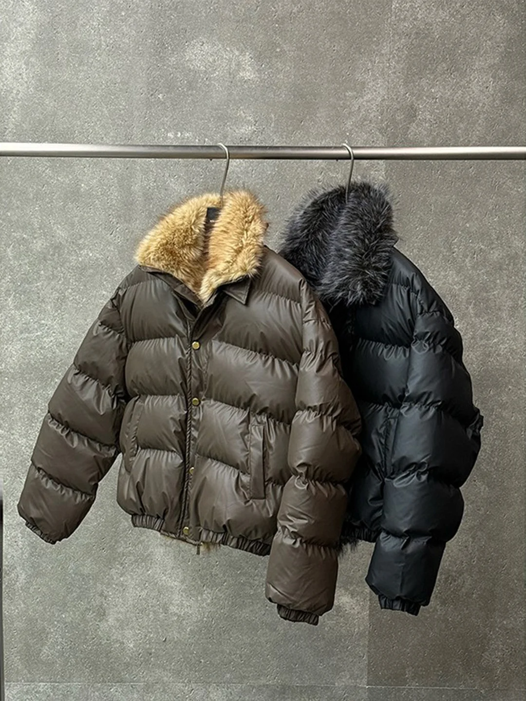 

Мужская зимняя теплая куртка в американском ретро-стиле из утолщенного хлопка с большим меховым воротником, повседневное пальто Cleanfit