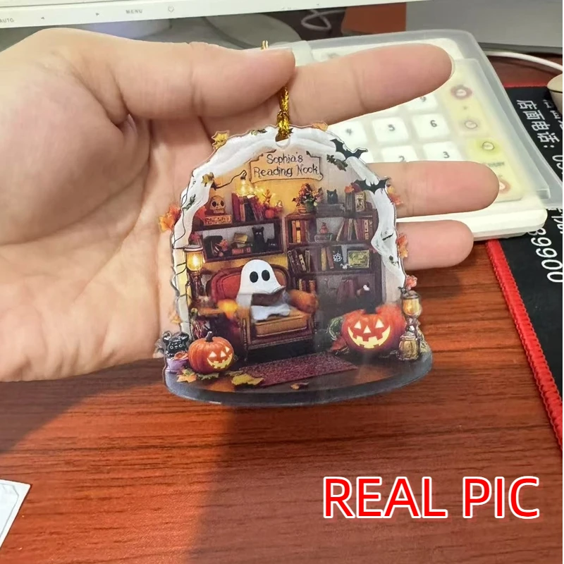 Read Halloween 2D Flat Acrylic Hanging Decoration Halloween Night Decoration Listing Halloween Creative Home Decorative Gift