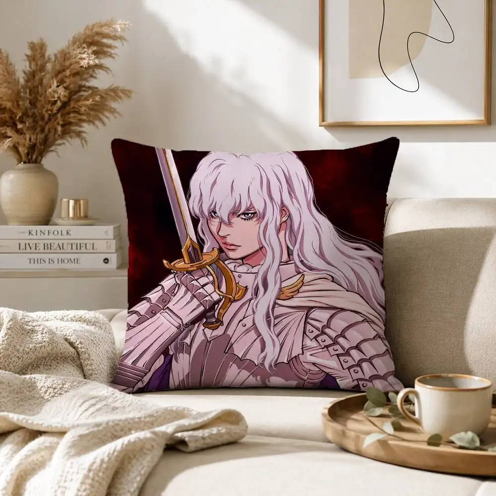 cartoon Griffith Guts Berserk Pillow Case for Sofa Living Room Home office Decor Protective Cover