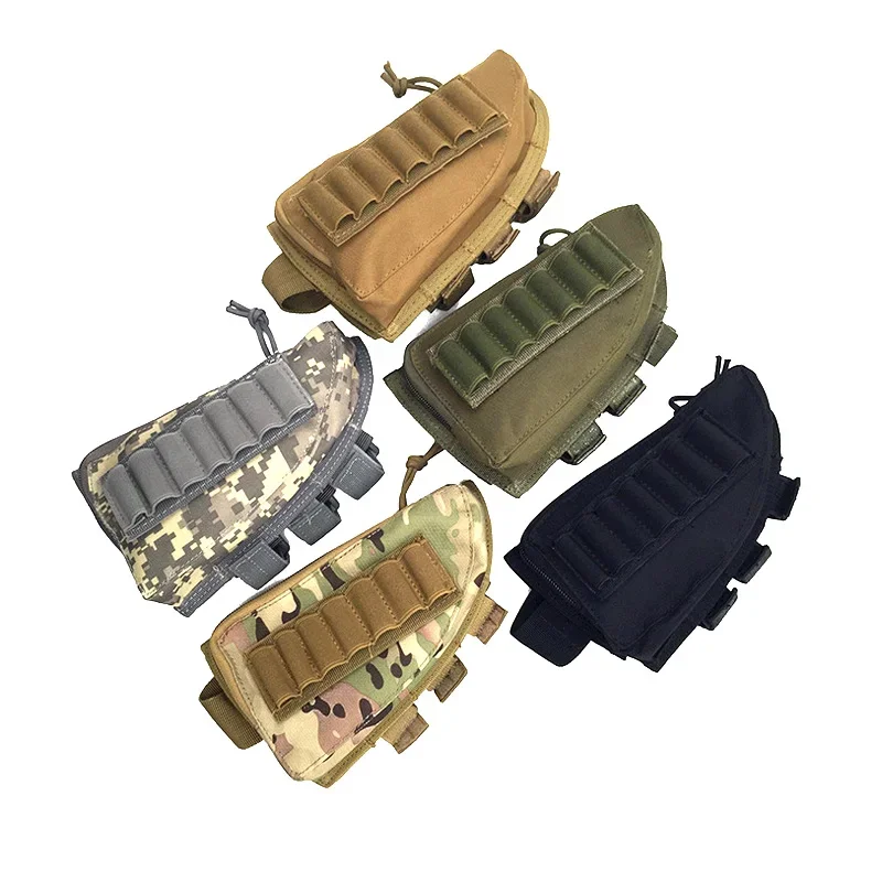 

Tactical Rifle Shotgun Buttstock Cheek Rest 12 20 Gauge 5/7 Round Ammo Shell Stick Nylon Magazine Pouch Holder Bandolier